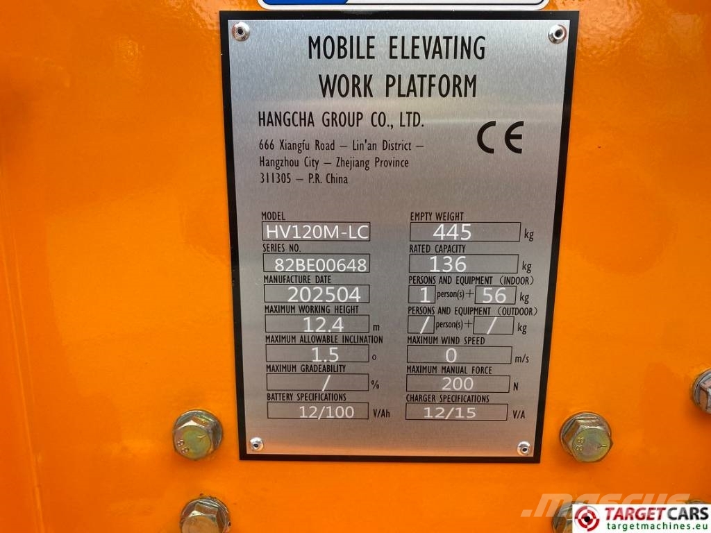 Hangcha HV120M-LC Electric DC Vertical Mast Lift 1240cm Vertikaalsed mast tõstukid