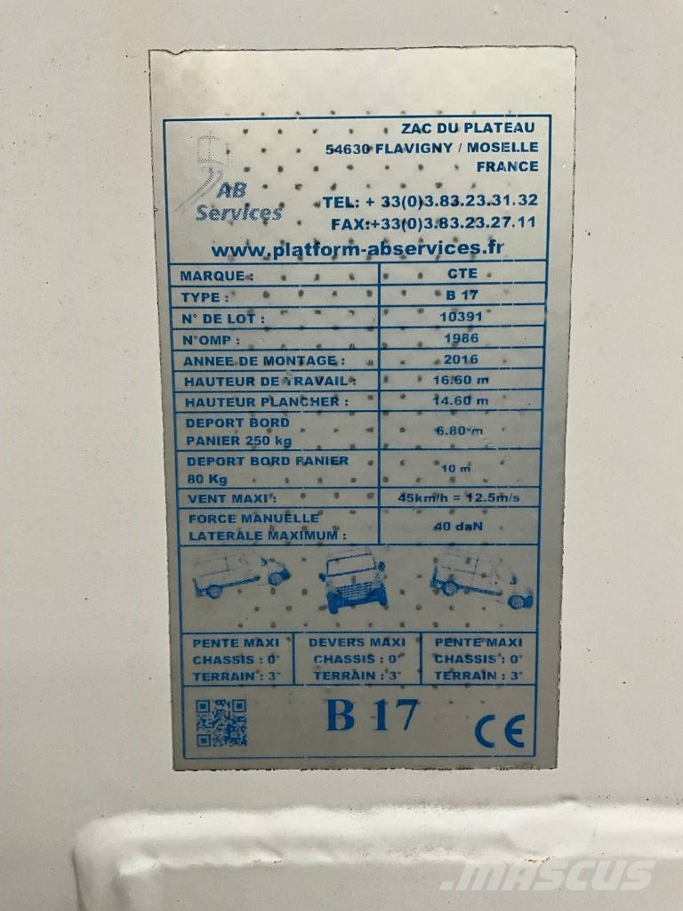 Renault Maxity 120 DXI + CTE B17 المنصات الهوائية المثبتة على شاحنة