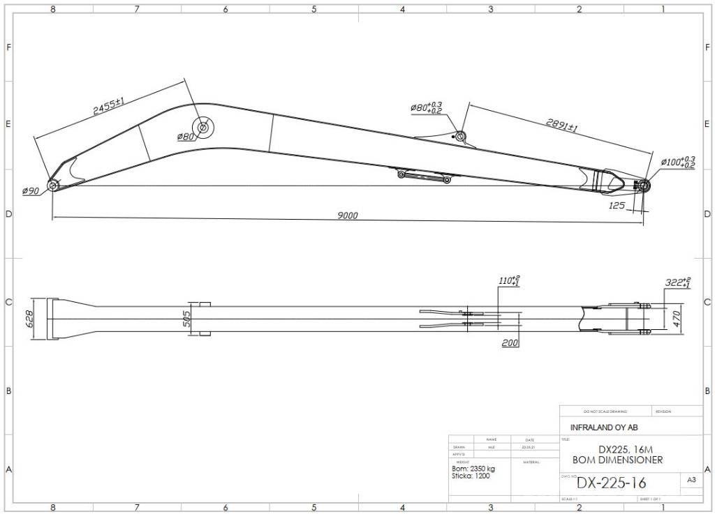 Doosan Develon DX225 LONG REACH BOOM 16.5 M LONG REACH BO 長臂前伸型挖土機/掘鑿機/挖掘機