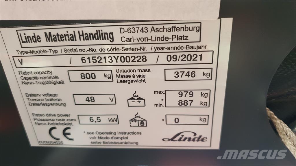 Linde V48 Komissiózó magas emelésű targonca