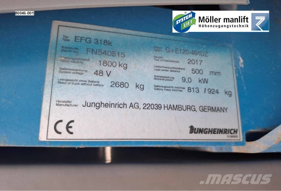 Jungheinrich EFG 318 K Electric forklifts