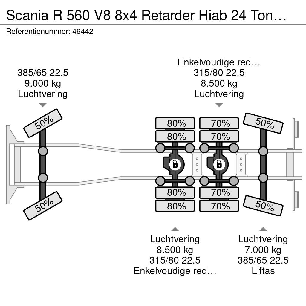 Scania R 560 V8 8x4 Retarder Hiab 24 Tonmeter laadkraan Kranen voor alle terreinen