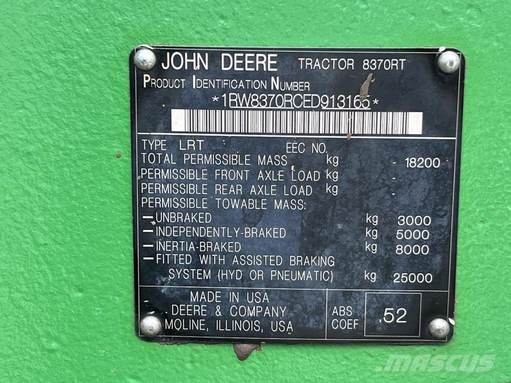 John Deere 8370RT Traktorid