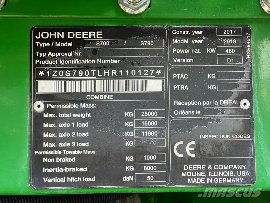 John Deere S790 COMBINE Комбайни