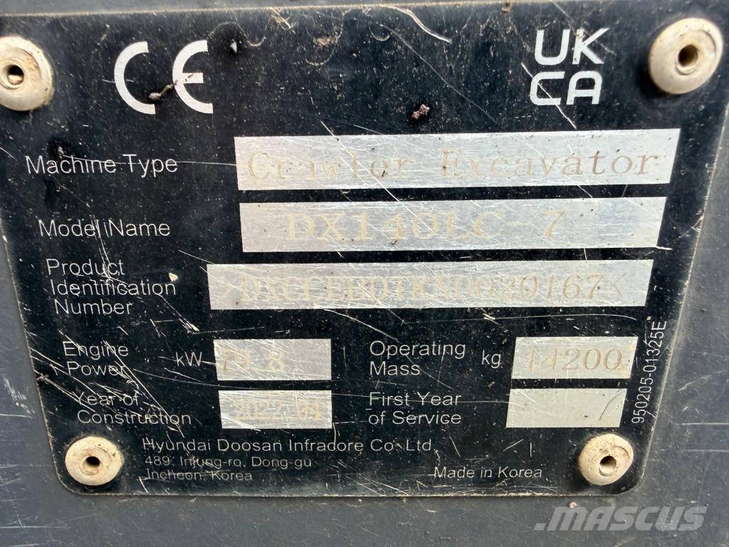 Doosan DX 140 LC-7 Rupsgraafmachines