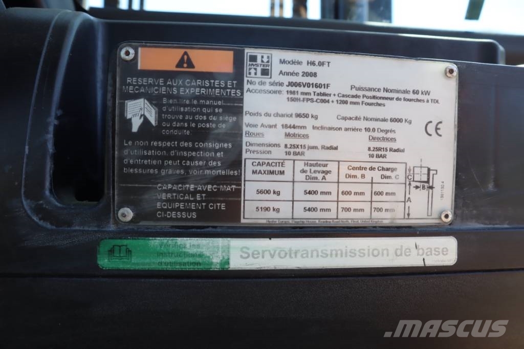 Hyster H6.0FT 5600 kg Diesel forklifts