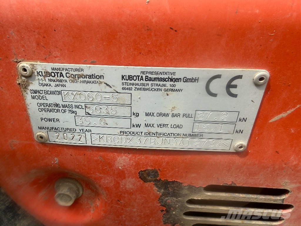 Kubota KX060-5 Mini ekskavatörler, 7 tona dek