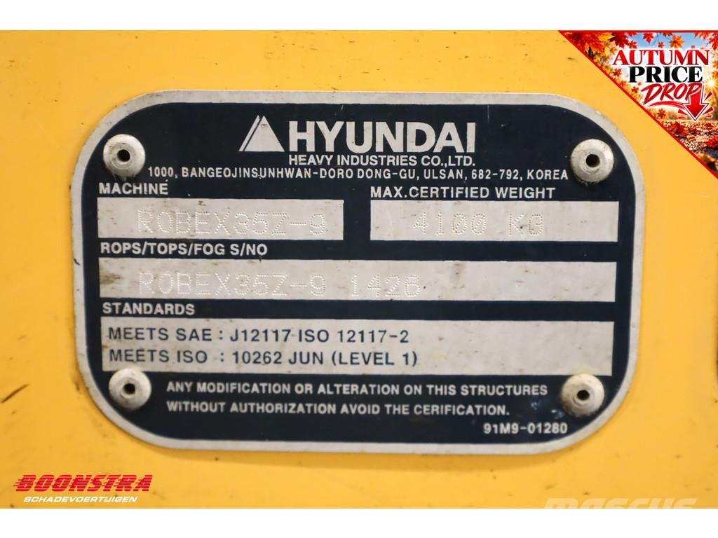 Hyundai Robex 35-Z-9 BY 2016 3.572 Uur Minigrävare < 7t
