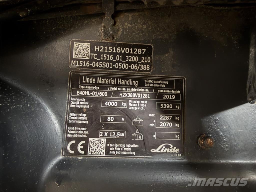 Linde E 40HL-01/600 Elektrische heftrucks