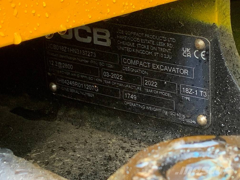 JCB 18Z-1 Minigraafmachines < 7t