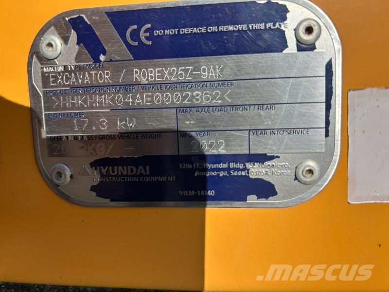 Hyundai R25Z-AK Miniekskavaatorid < 7 t