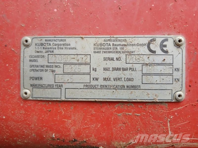 Kubota KX080-4 Pelle sur chenilles