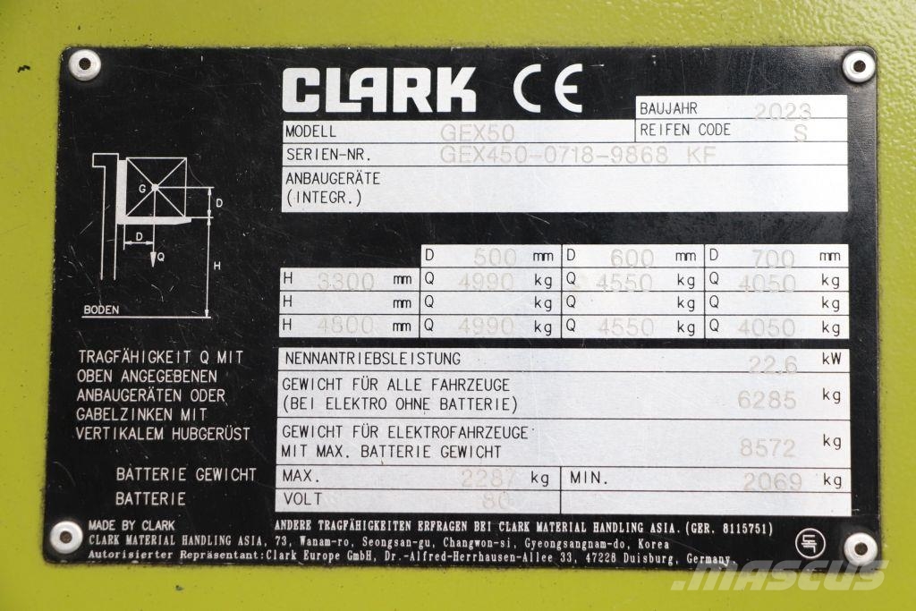 Clark GEX50 شاحنات ذات رافعات شوكية تعمل بالكهرباء
