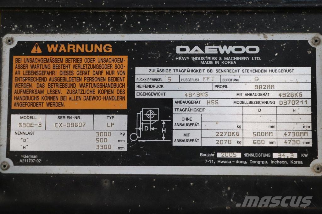 Daewoo G30E-3 LPG (dujiniai) krautuvai