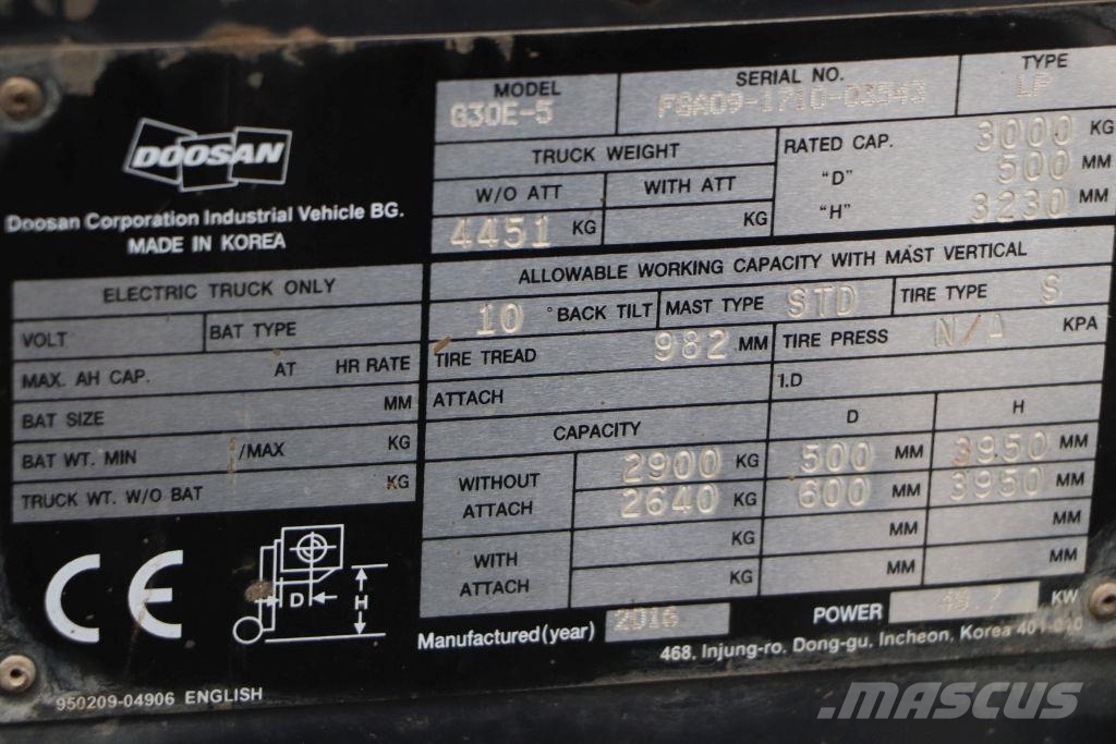 Doosan G30E-5 Plinski viličarji