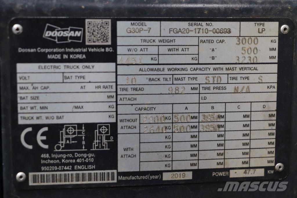 Doosan G30P-7 LPG forklifts