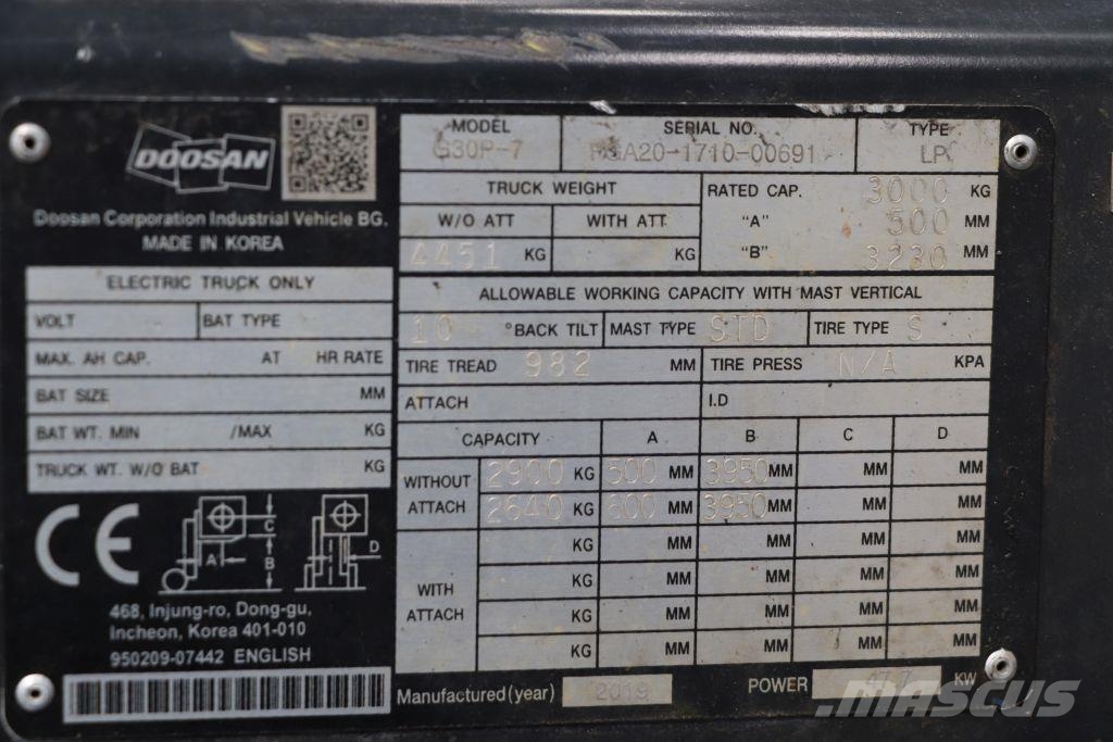 Doosan G30P-7 LPG heftrucks