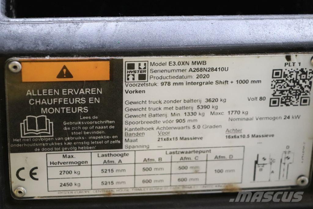 Hyster E3.0XN شاحنات ذات رافعات شوكية تعمل بالكهرباء
