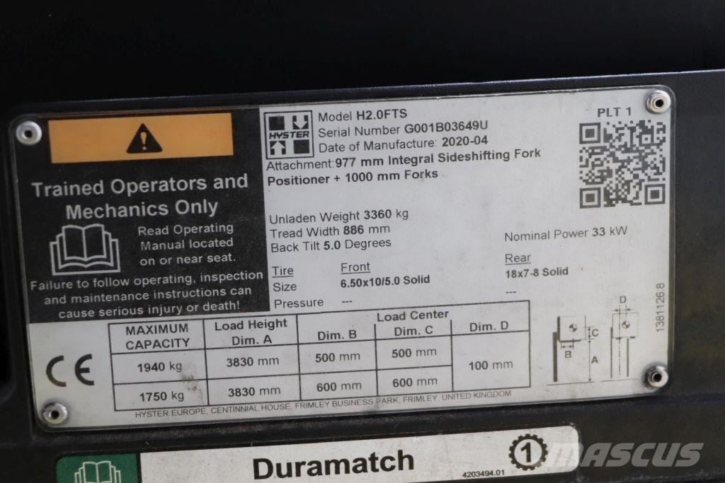 Hyster H2.0FTS شاحنات LPG