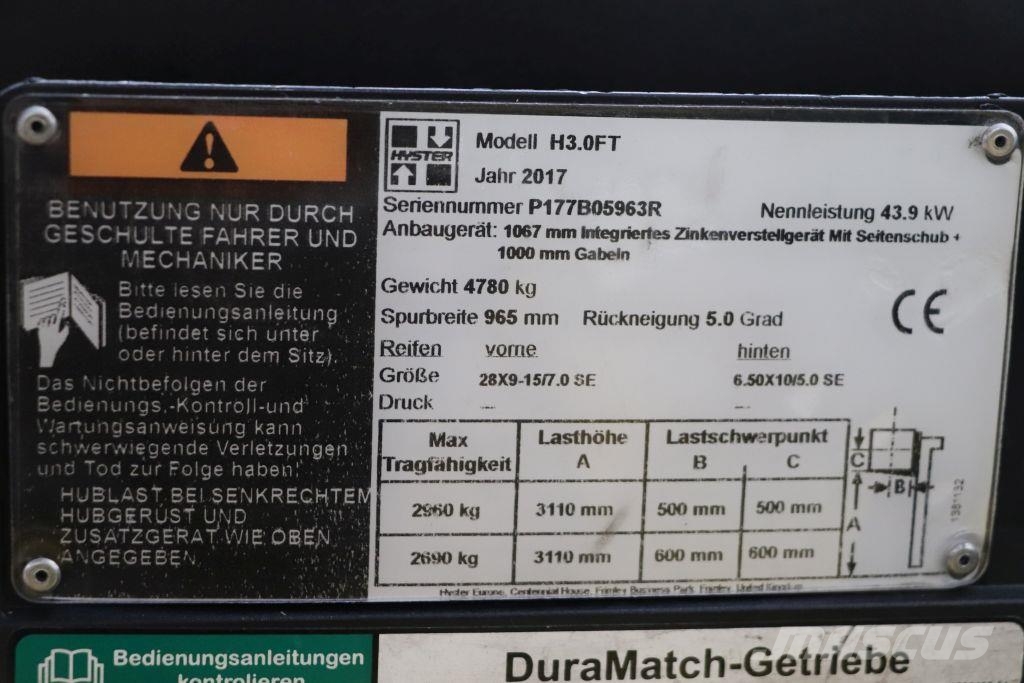 Hyster H3.0FT LPG (dujiniai) krautuvai