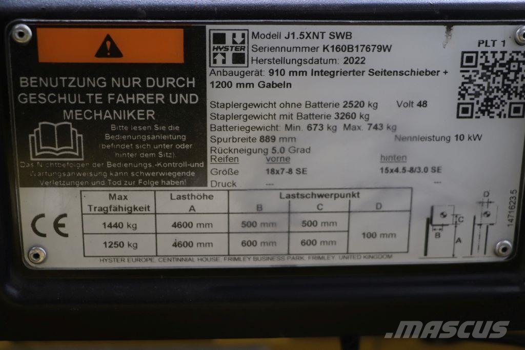 Hyster J1.5XNT バッテリーフォークリフト