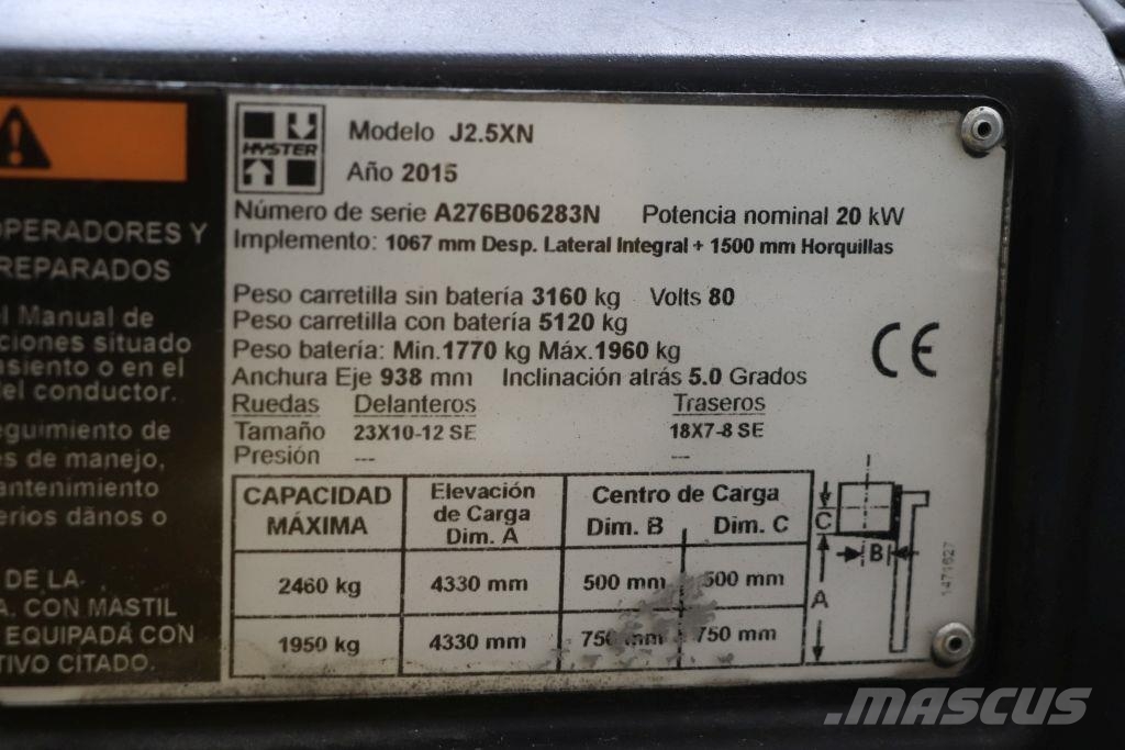 Hyster J2.5XN Elektromos targoncák
