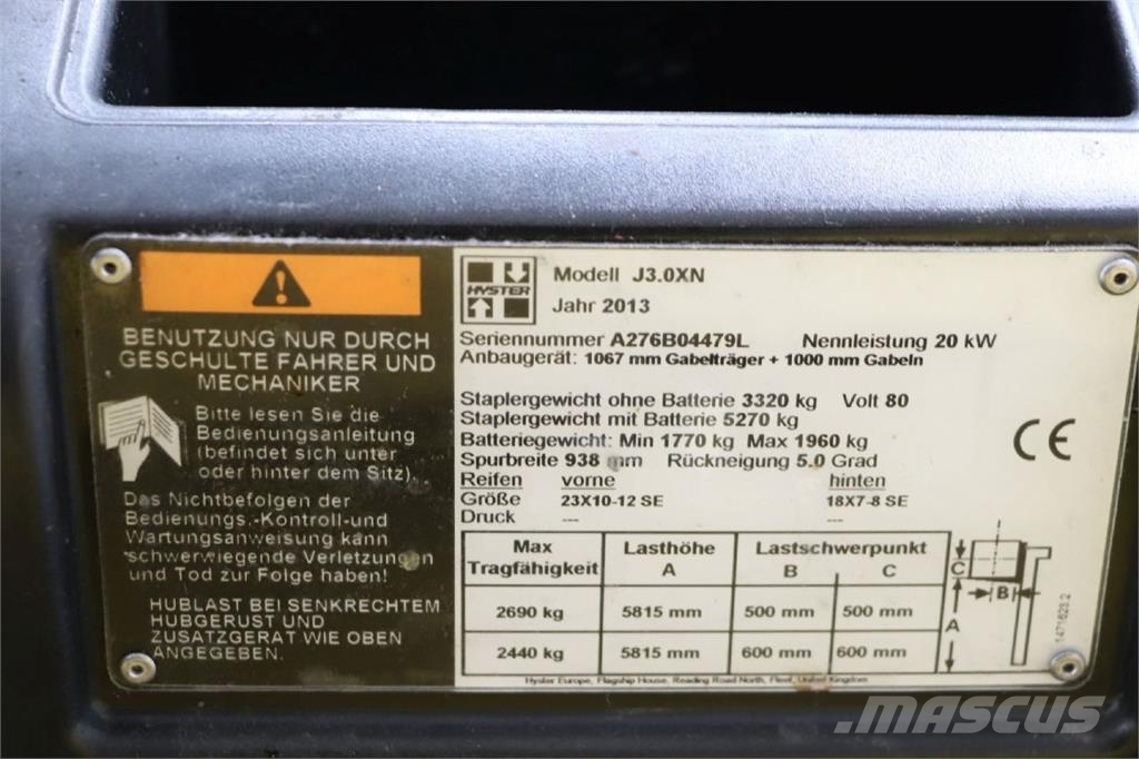 Hyster J3.0XN شاحنات ذات رافعات شوكية تعمل بالكهرباء