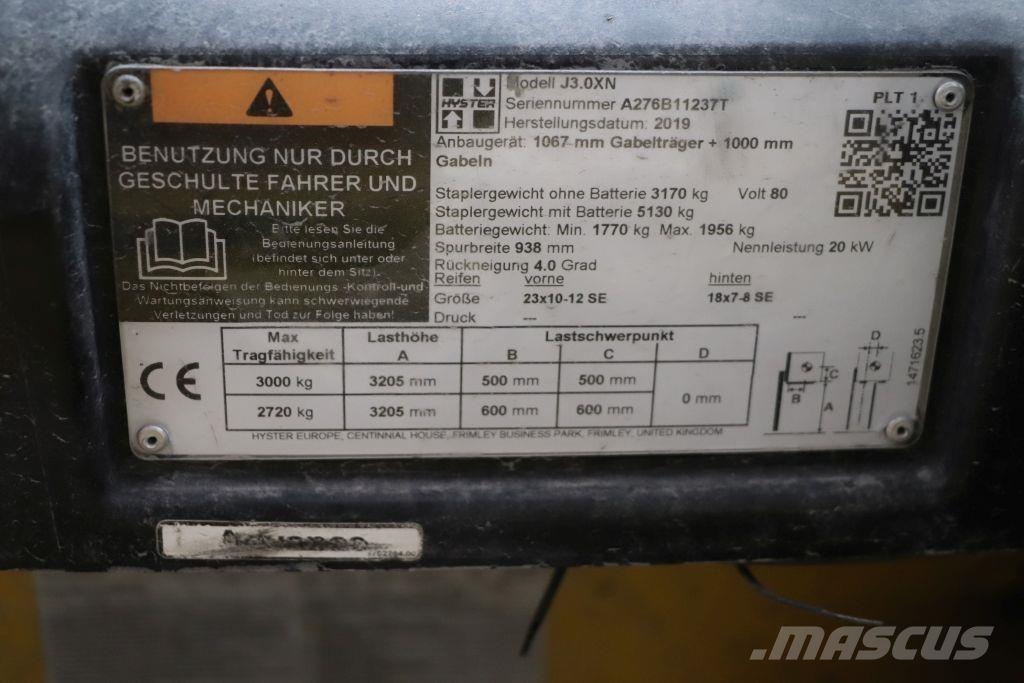 Hyster J3.0XN Elektrische heftrucks