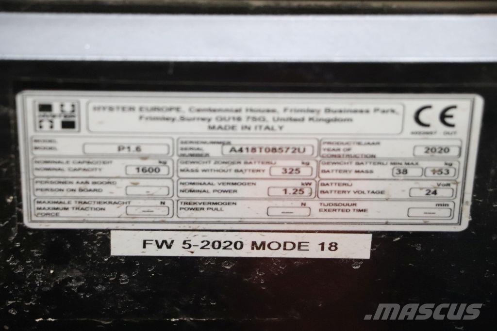 Hyster P1.6 Niedergabelstapler
