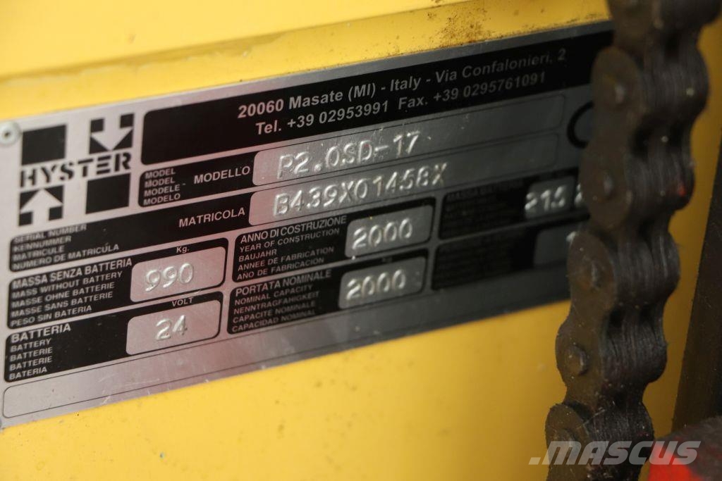 Hyster P2.0SD-17 معدات التكديس الجوالة