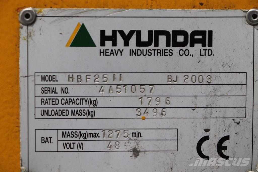 Hyundai HBF25-II شاحنات ذات رافعات شوكية تعمل بالكهرباء