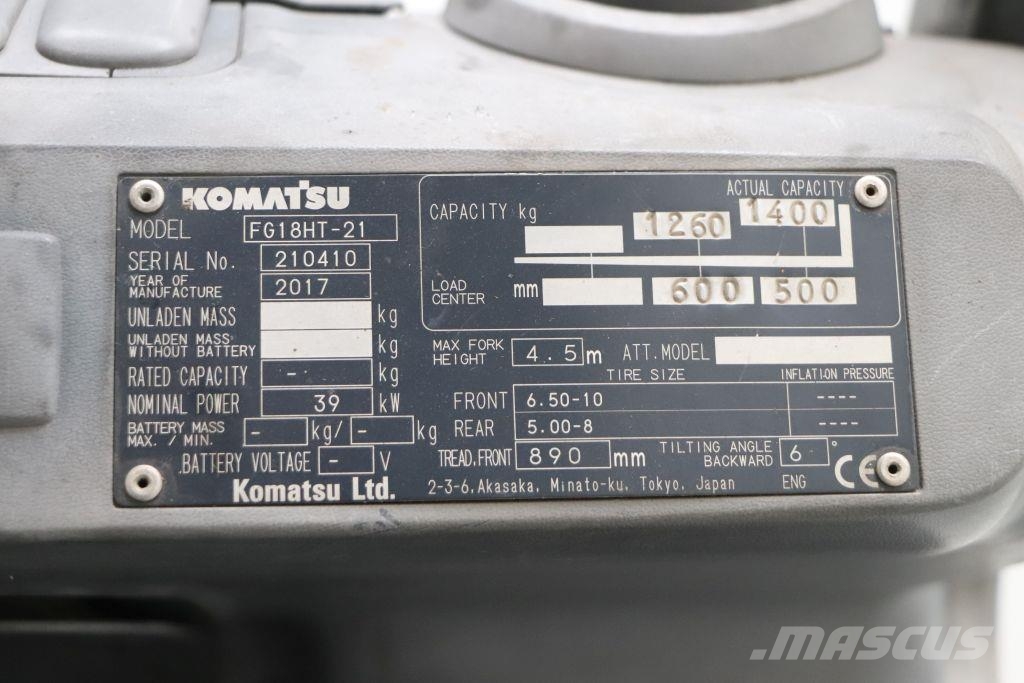 Komatsu FG18HT-21 LPG'li forkliftler