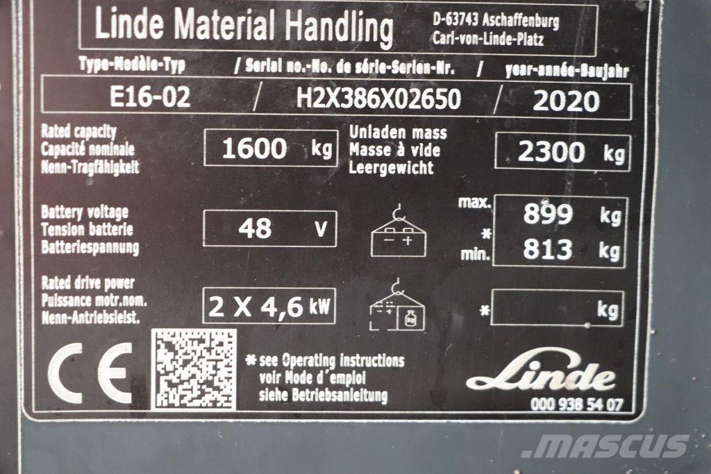 Linde E16-02 Elektrische heftrucks