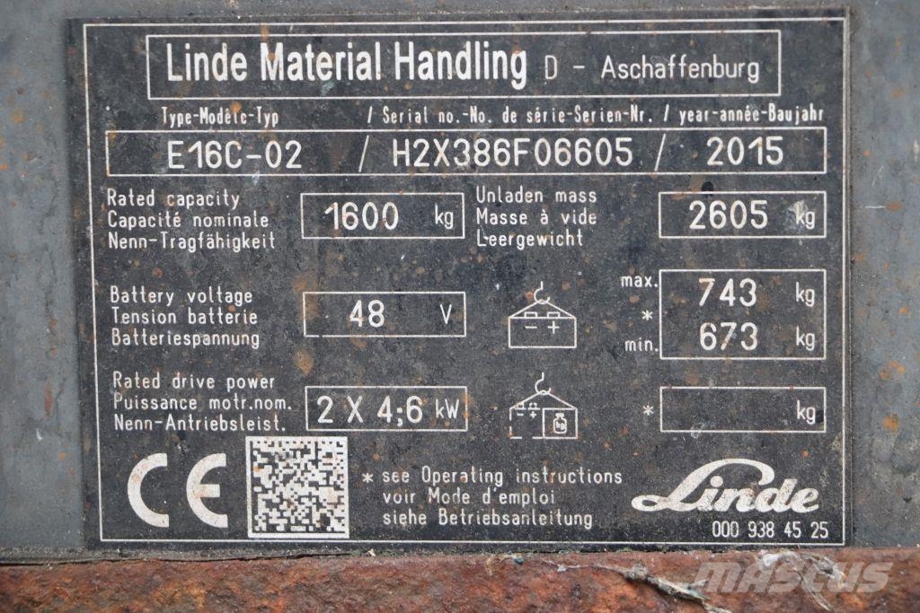Linde E16C-02 Elektrische heftrucks