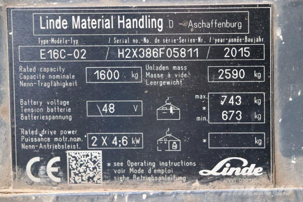 Linde E16C-02 Električni viljuškari