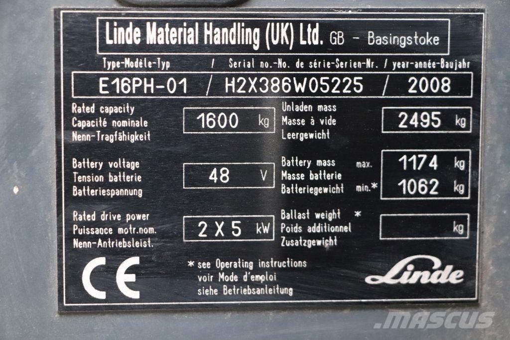Linde E16PH-01 Akumulátorové vozíky