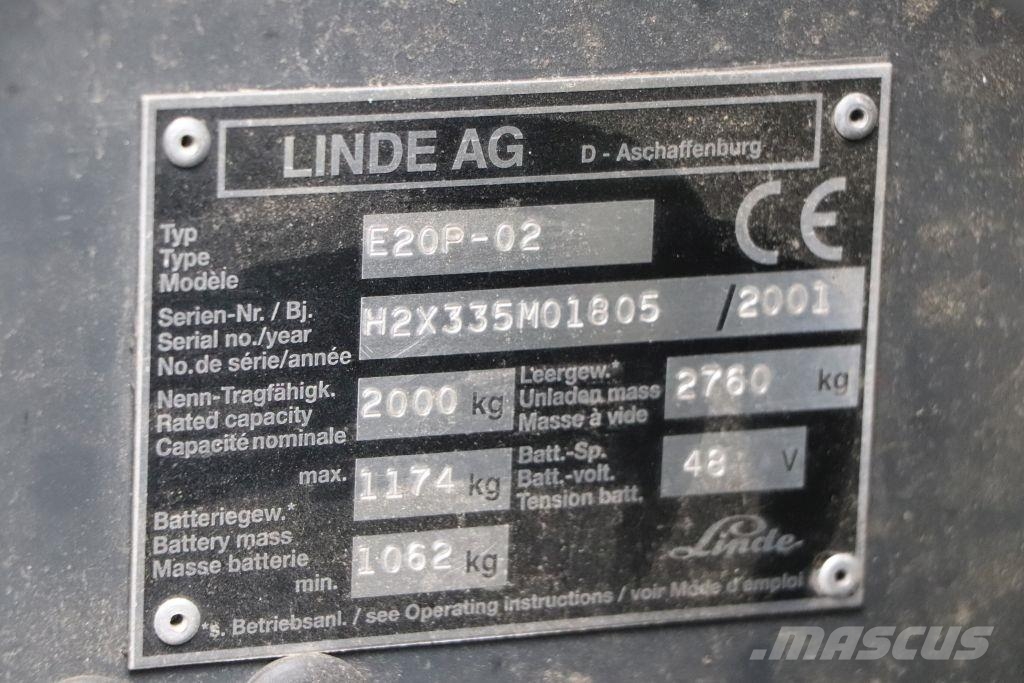 Linde E20P-02 Carretillas de horquilla eléctrica
