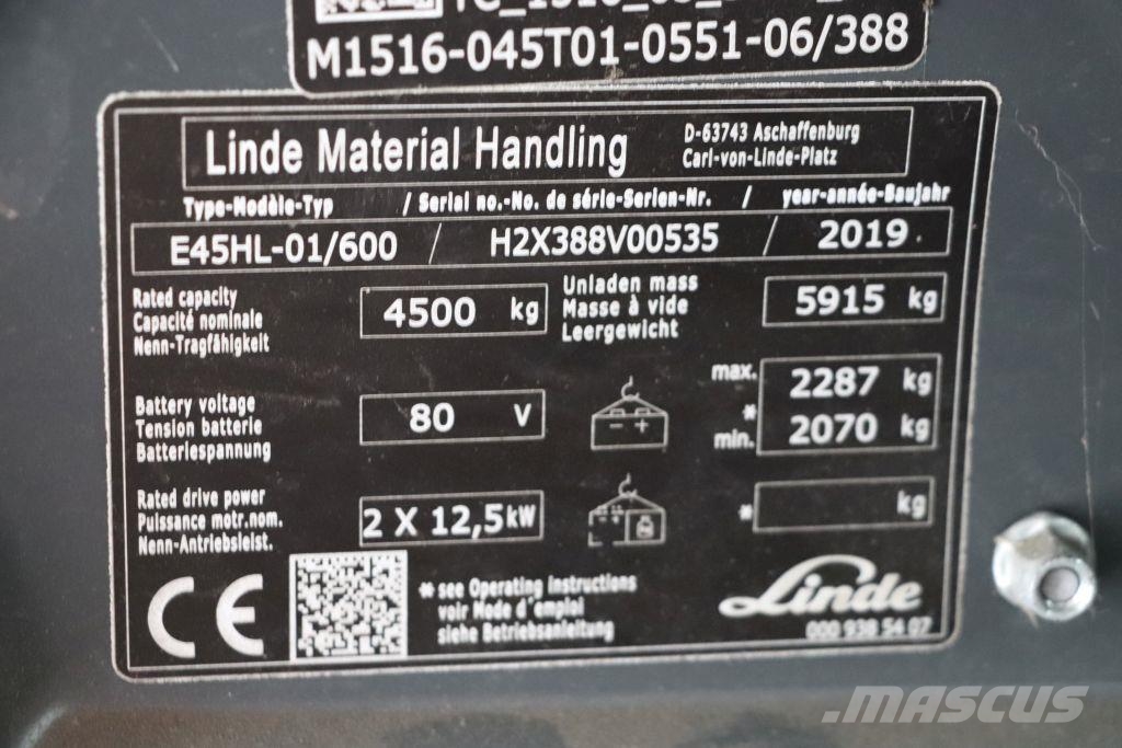 Linde E45HL-01/600 Electric forklifts