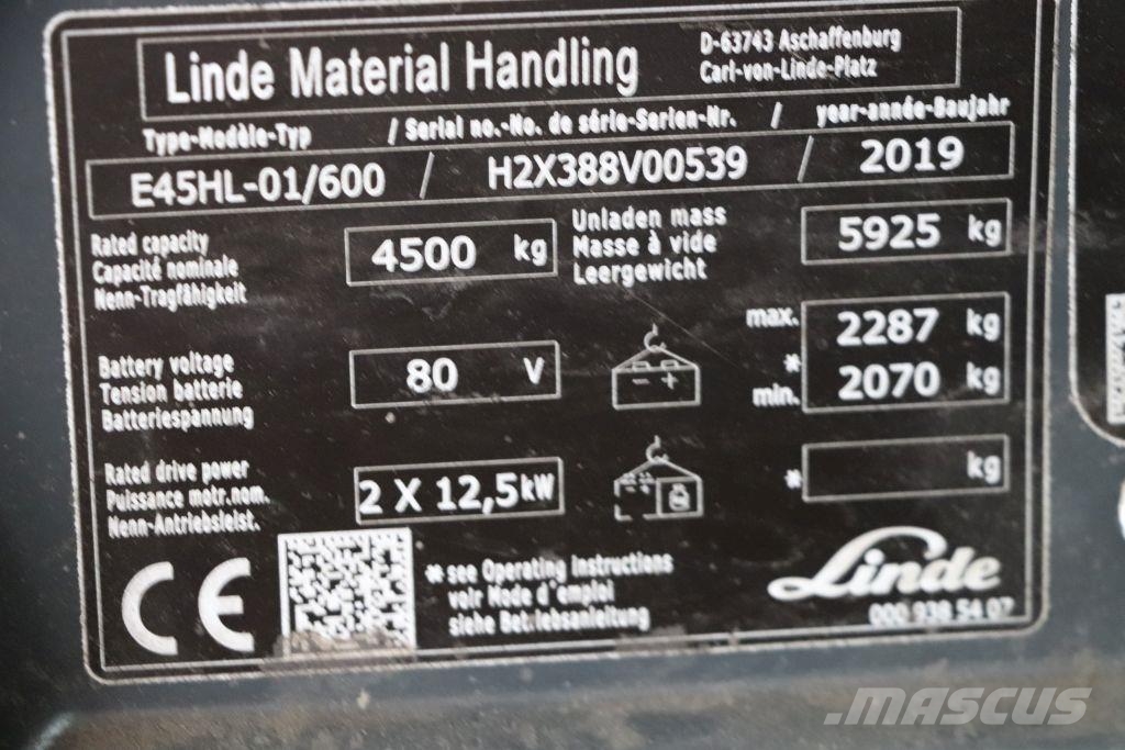 Linde E45HL-01/600 Electric forklifts