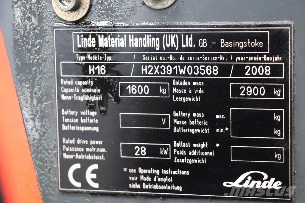 Linde H16 Gāzes autoiekrāvēji (LPG)