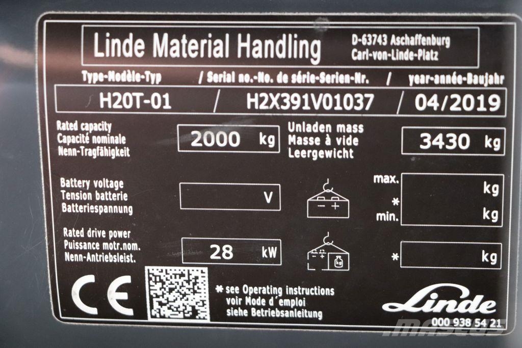 Linde H20T-01 LPG'li forkliftler