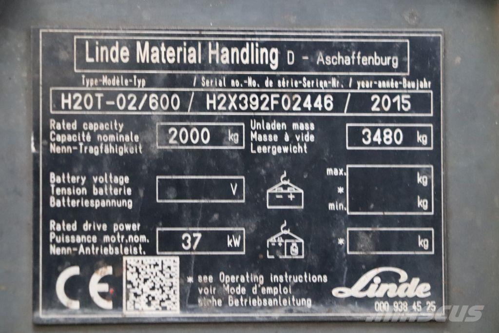 Linde H20T-02/600 LPG heftrucks