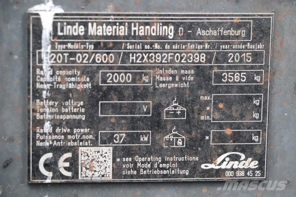 Linde H20T-02/600 LPG heftrucks