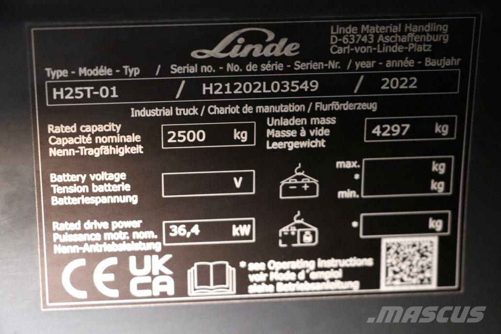 Linde H25T-01 LPG heftrucks
