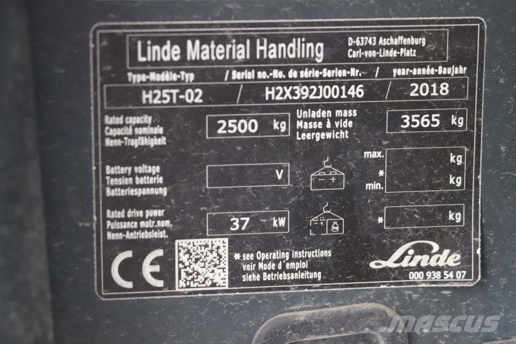 Linde H25T-02 LPG'li forkliftler