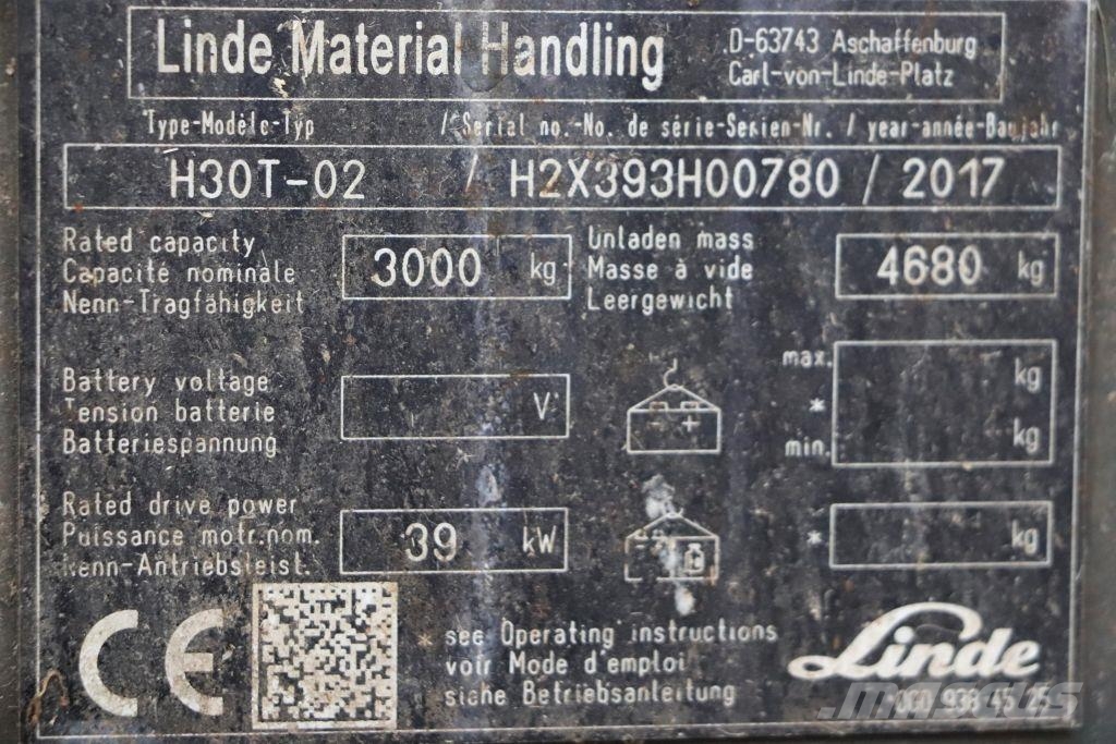Linde H30T-02 LPG heftrucks
