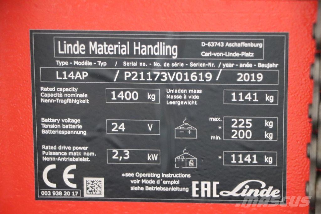 Linde L14AP Ručni električni viljuškar