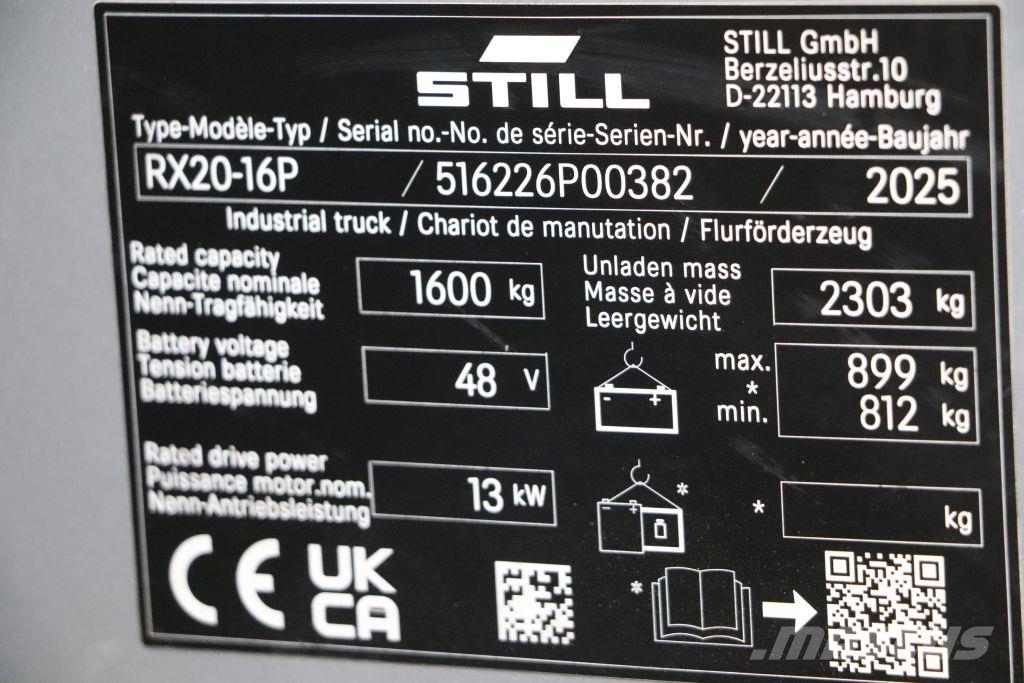 Still RX20-16P شاحنات ذات رافعات شوكية تعمل بالكهرباء