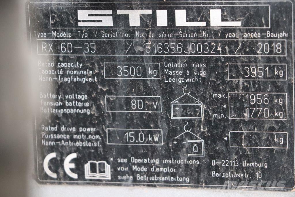 Still RX60-35 شاحنات ذات رافعات شوكية تعمل بالكهرباء