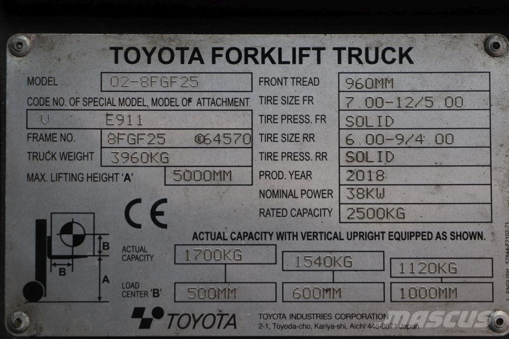 Toyota 02-8FGF25 LPG 지게차